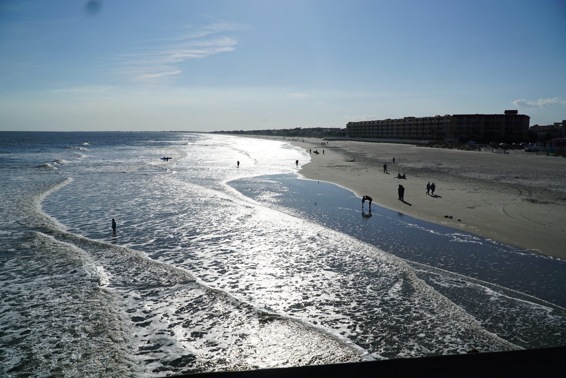 Folly Beach pier and Atlantic Ocean panorama, South Carolina