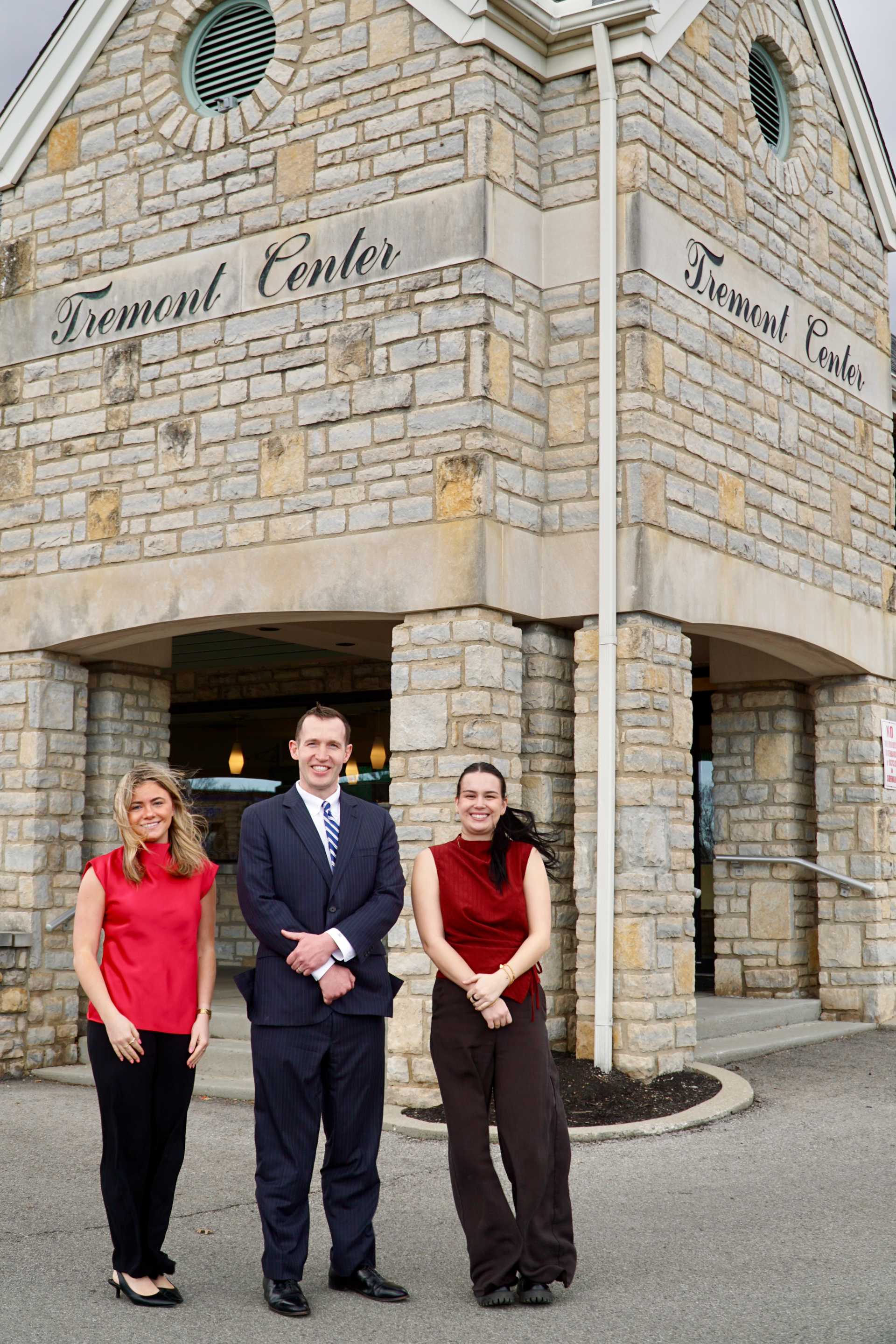 Joe Lotozo, Emma Reed, and Bella Cloyd outside Tremont Center in Upper Arlington