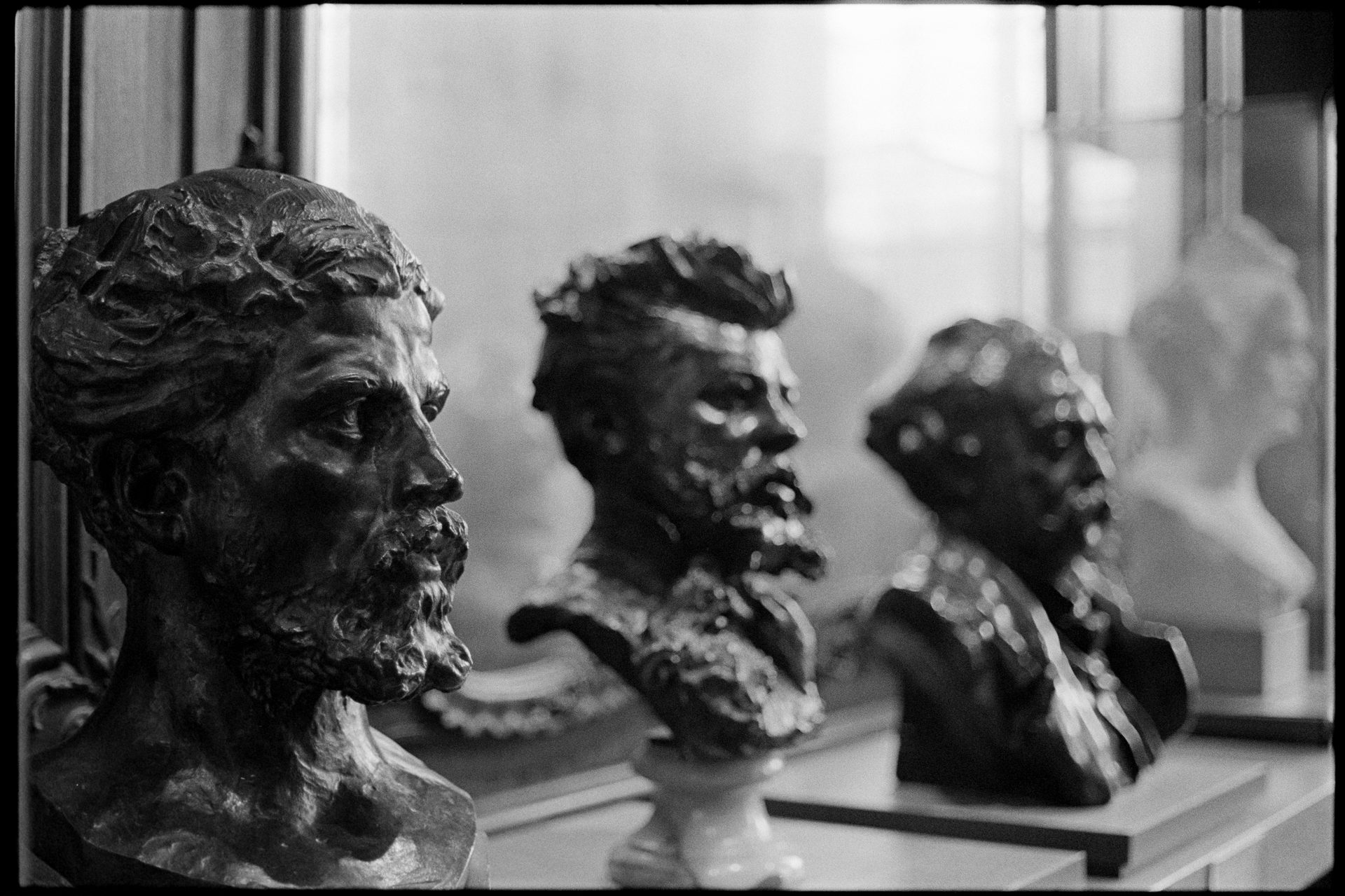 Row of marble busts in the Musée Rodin, Paris — Ilford HP5
