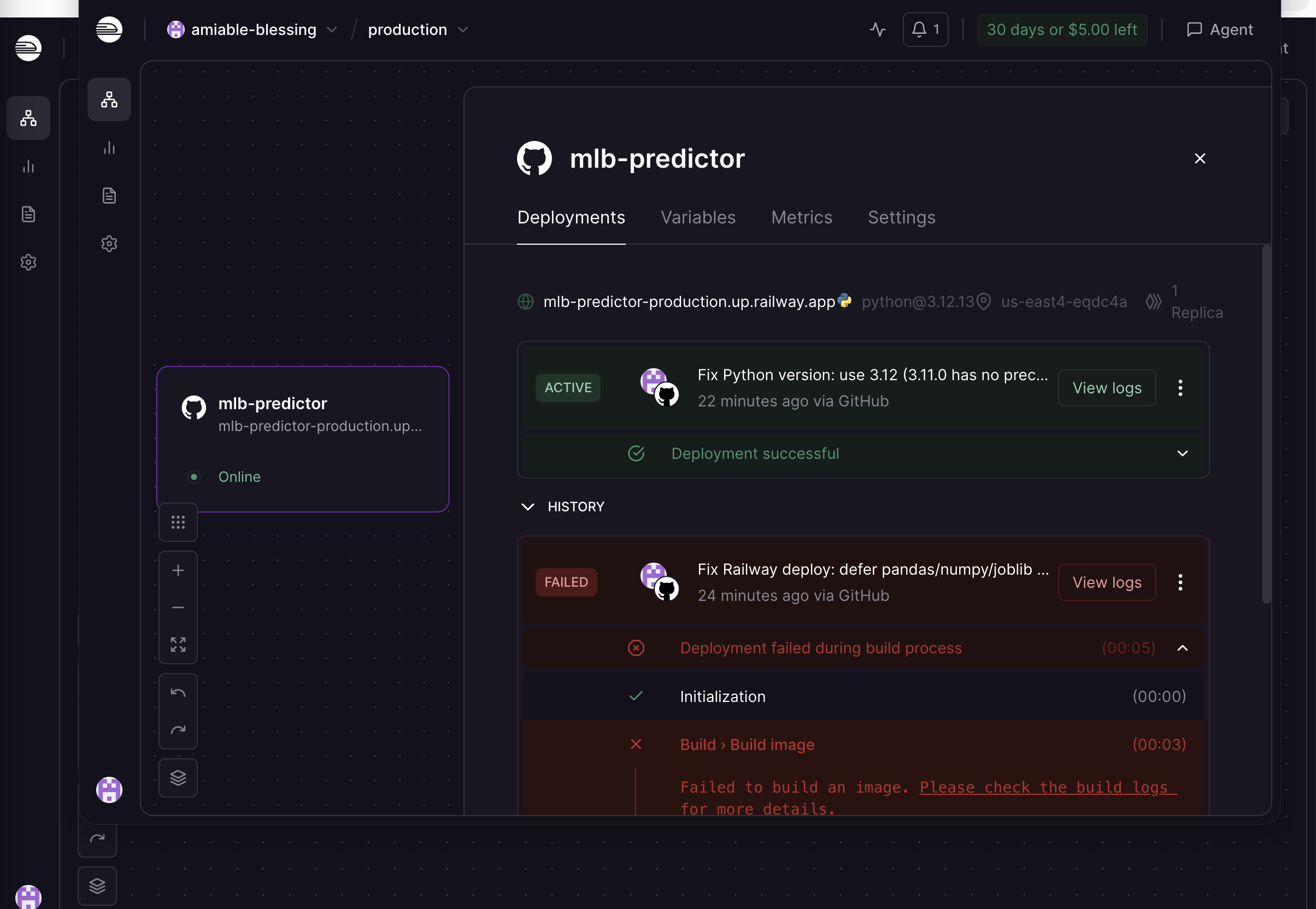 Railway showing ACTIVE — Deployment successful